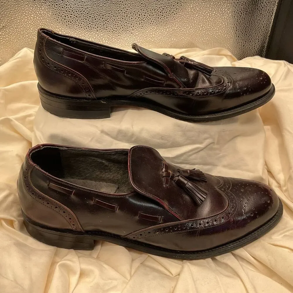 VTG O'SULLIVAN EXECUTIVE IMPERIAL  10D  OXFORD LEATHER WING TIP DRESS SHOES‎